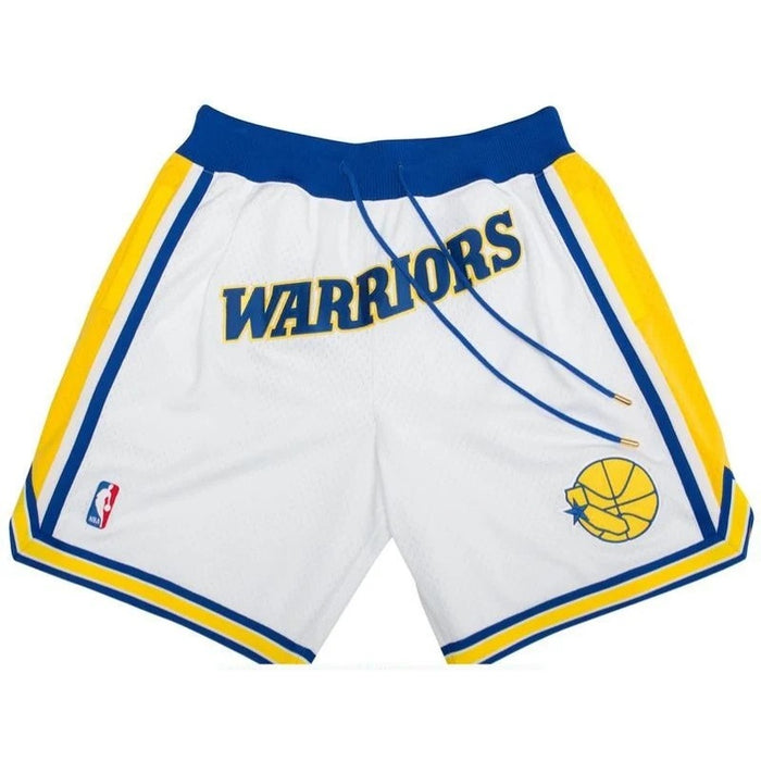 מכנסי NBA קצרים גולדן סטייט Just don לבן כחול צהוב