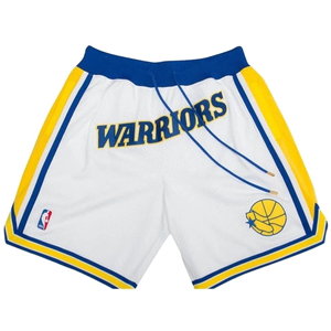 מכנסי NBA קצרים גולדן סטייט Just don לבן כחול צהוב חזית