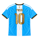 חולצה של מסי עם MESSI 10 בזהב על הגב, חולצת הפרידה של ארגנטינה